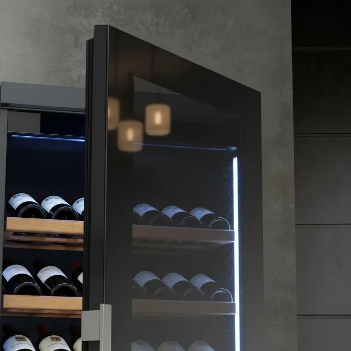 Full glass door option for a LivinVino custom wine cabinet